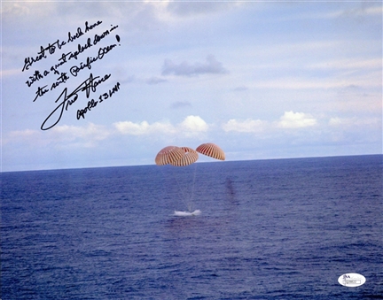 Fred Haise Signed & Inscribed 11x14 Apollo 13 Splashdown Photo (JSA)